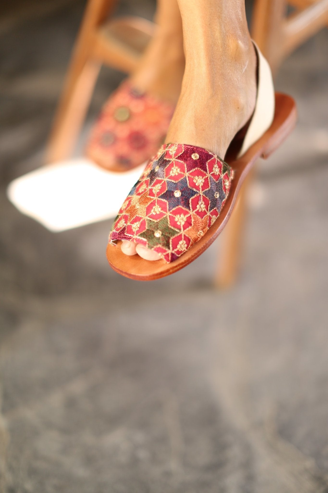 EMBROIDERED SEQUIN SILK SANDALS FRANCES - BANGKOK TAILOR CLOTHING STORE - HANDMADE CLOTHING