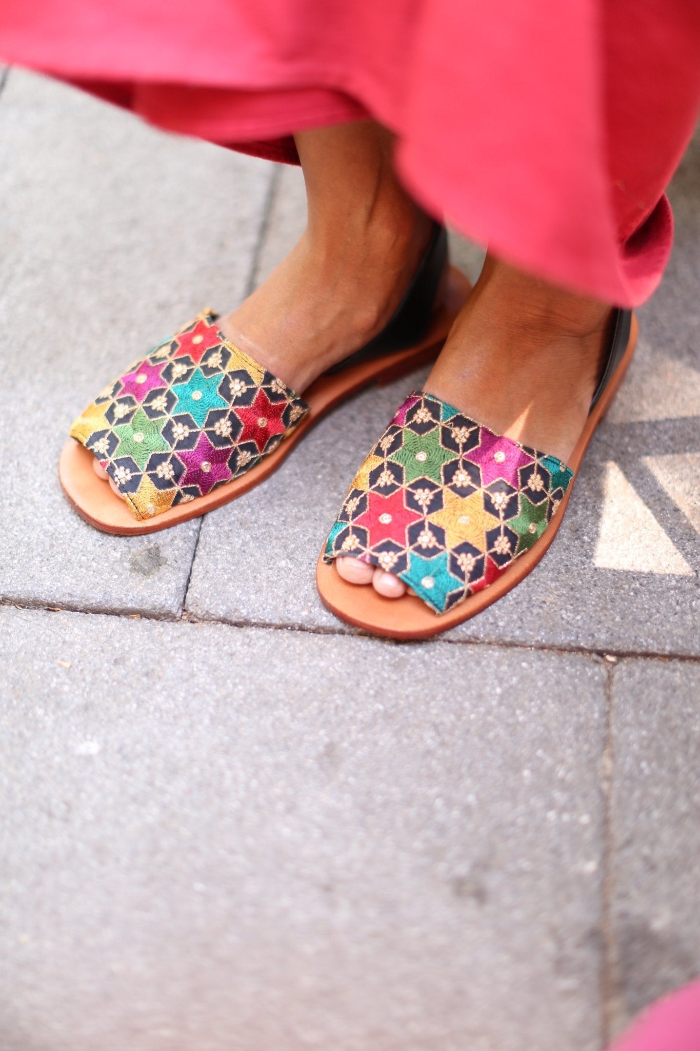 EMBROIDERED SEQUIN SILK SANDALS FRANCES - BANGKOK TAILOR CLOTHING STORE - HANDMADE CLOTHING