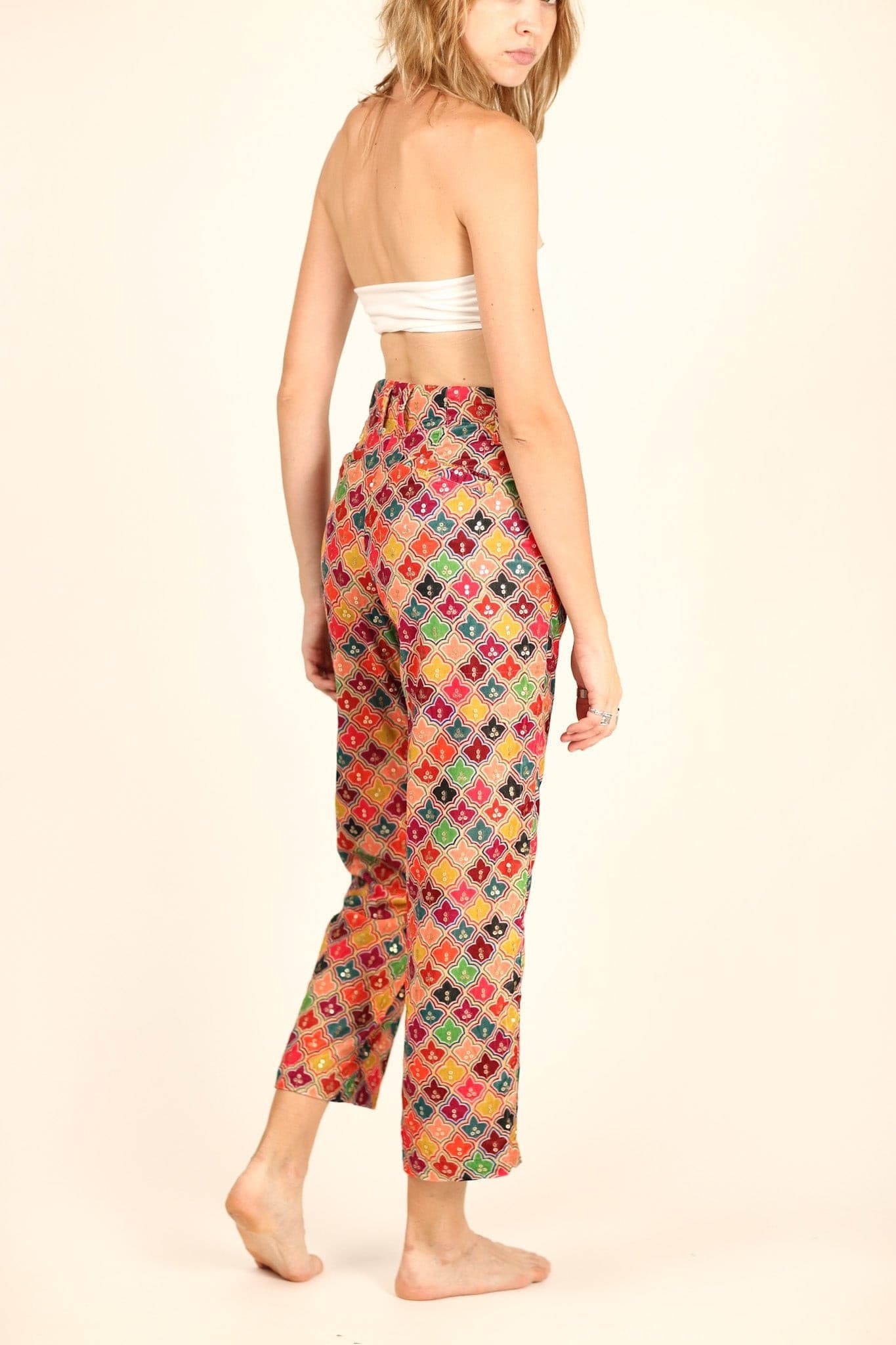 EMBROIDERED SEQUIN VELVET PANTS RACHNA - BANGKOK TAILOR CLOTHING STORE - HANDMADE CLOTHING