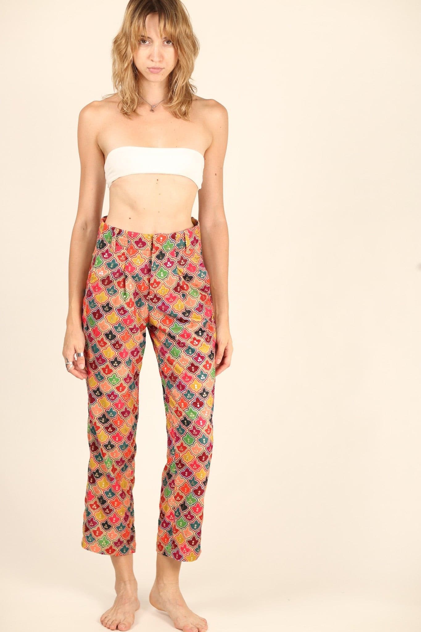 EMBROIDERED SEQUIN VELVET PANTS RACHNA - BANGKOK TAILOR CLOTHING STORE - HANDMADE CLOTHING