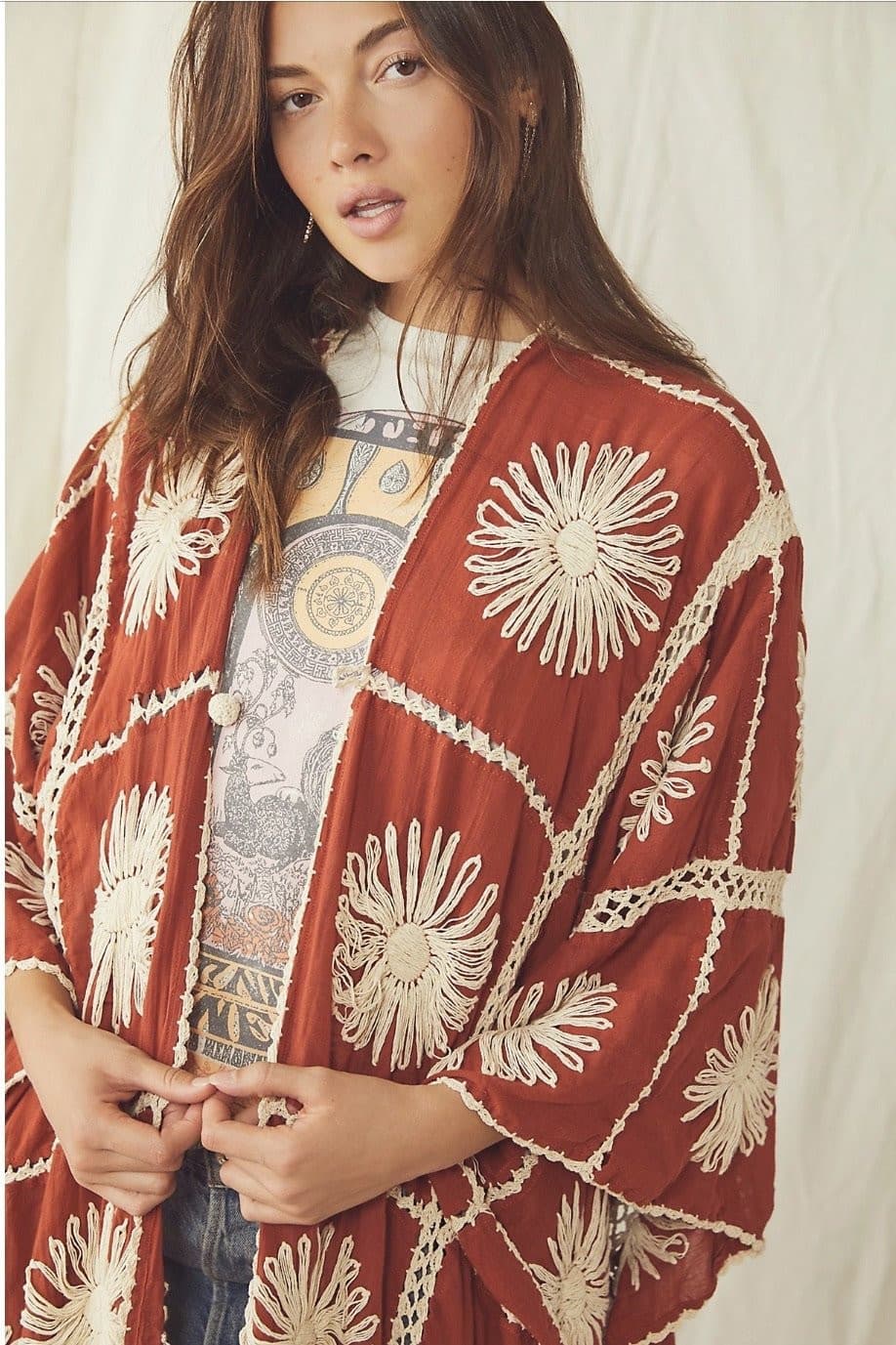 FLORA HAND CROCHET KIMONO - BANGKOK TAILOR CLOTHING STORE - HANDMADE CLOTHING