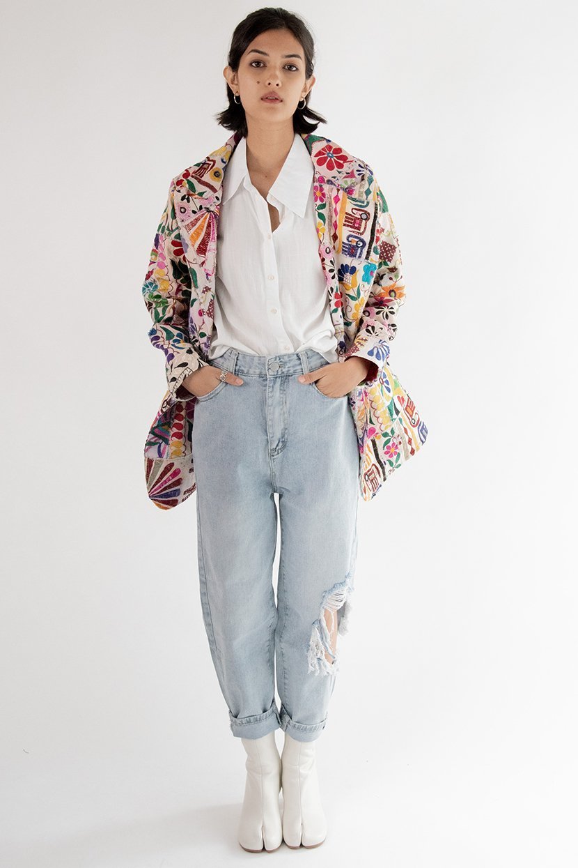Hand Embroidered Patchwork Jacket Frida - BANGKOK TAILOR CLOTHING STORE - HANDMADE CLOTHING