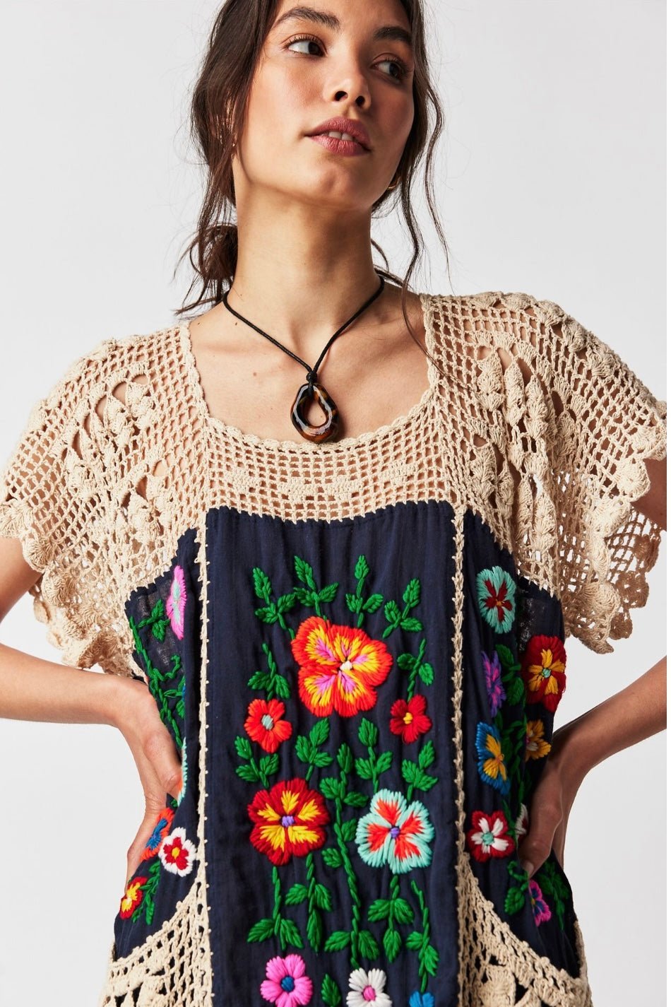 ISABELLA EMBROIDERED CROCHET KAFTAN X FREE PEOPLE - BANGKOK TAILOR CLOTHING STORE - HANDMADE CLOTHING