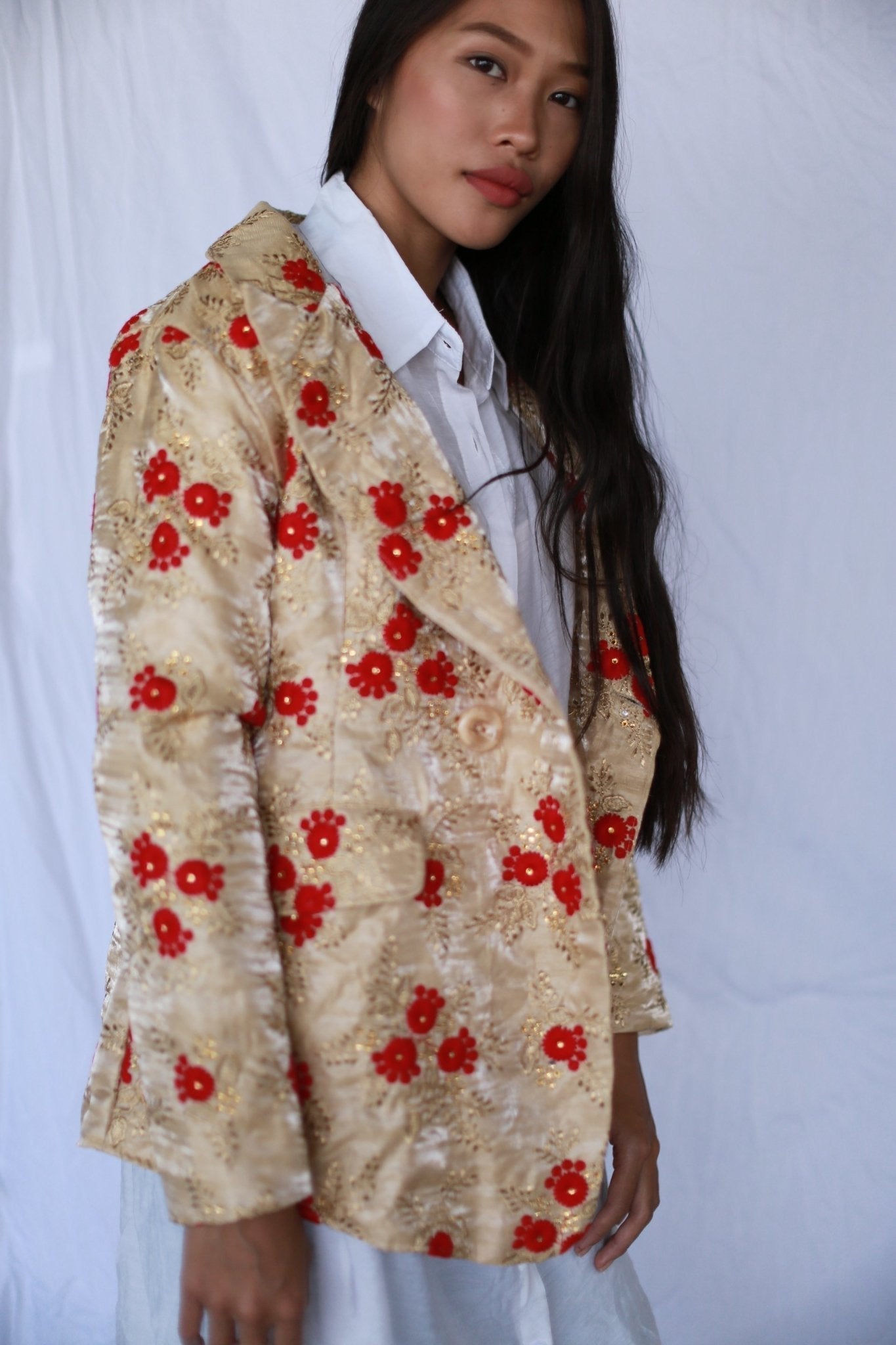 JACKET FRIDA IN EMBROIDERED SILK - BANGKOK TAILOR CLOTHING STORE - HANDMADE CLOTHING