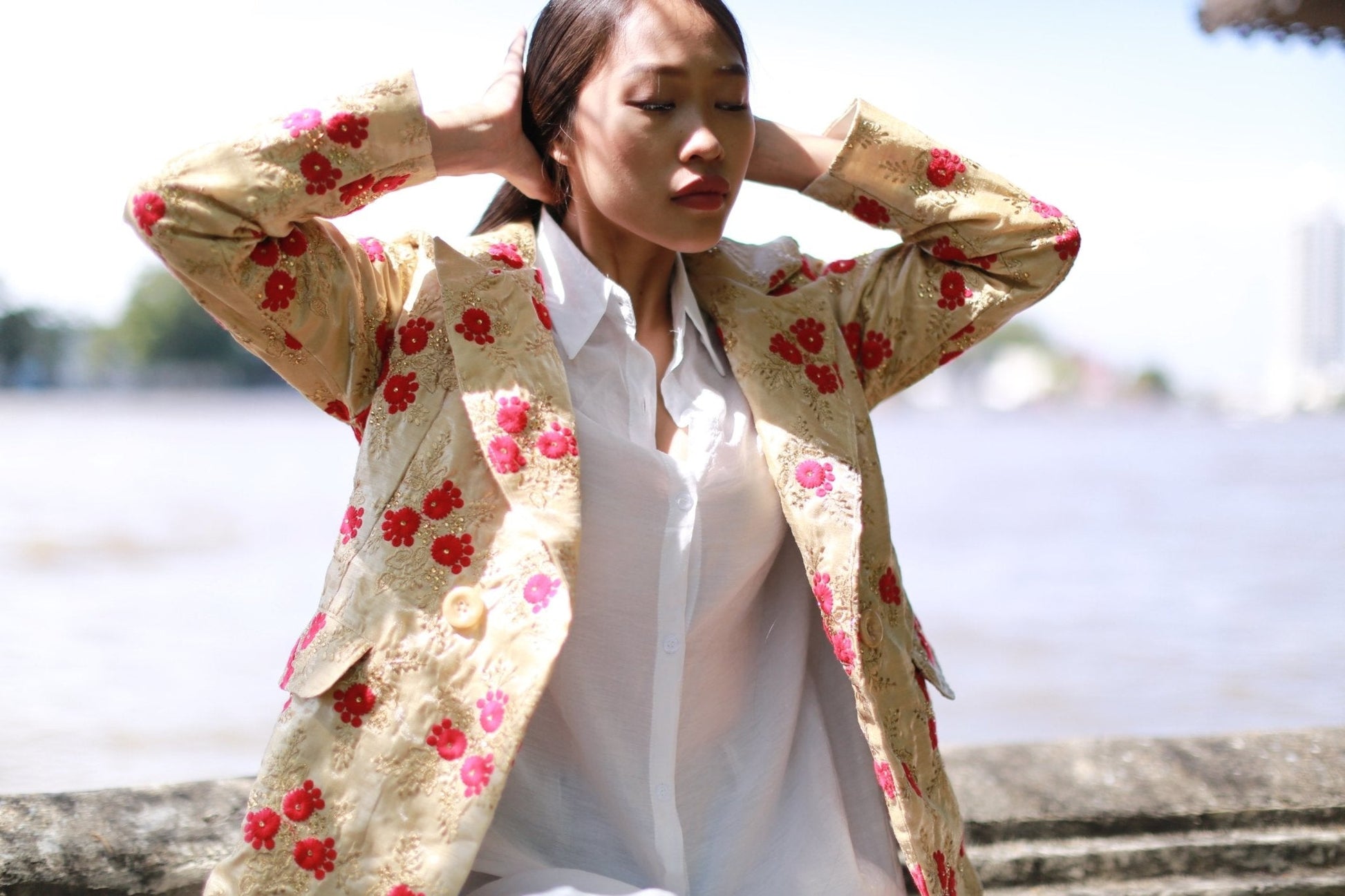 JACKET FRIDA IN EMBROIDERED SILK - BANGKOK TAILOR CLOTHING STORE - HANDMADE CLOTHING