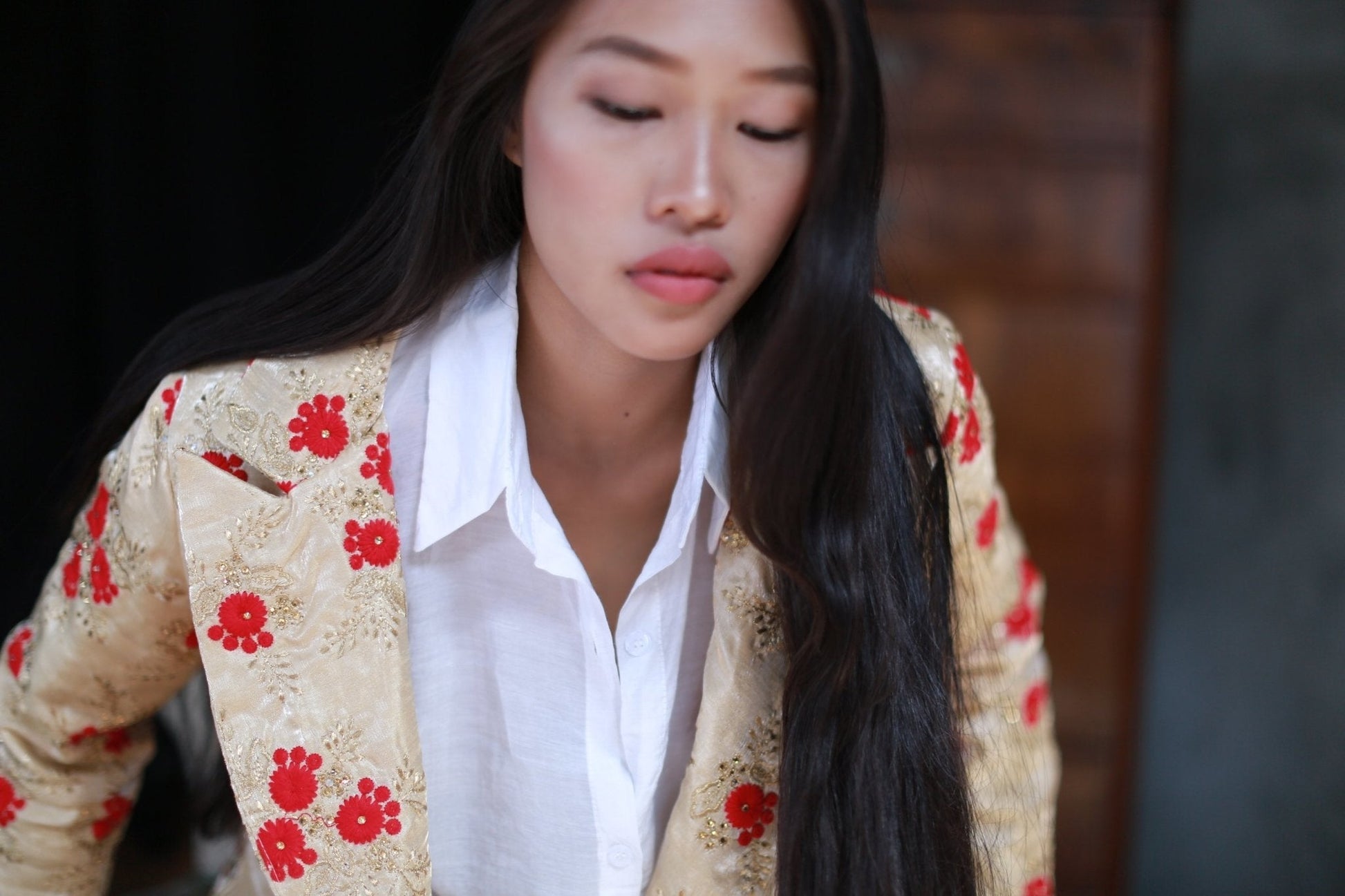 JACKET FRIDA IN EMBROIDERED SILK - BANGKOK TAILOR CLOTHING STORE - HANDMADE CLOTHING