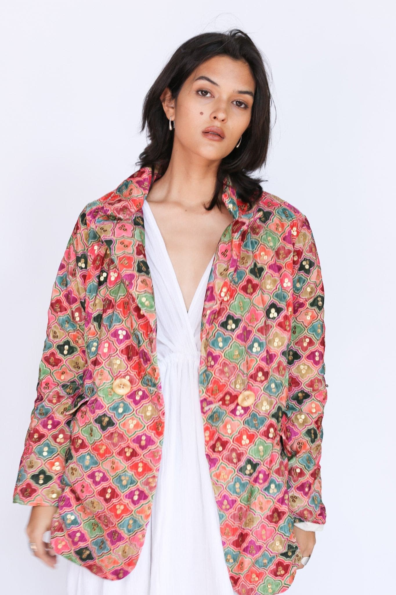Jacket Frida Velvet Embroidered Sequin - BANGKOK TAILOR CLOTHING STORE - HANDMADE CLOTHING