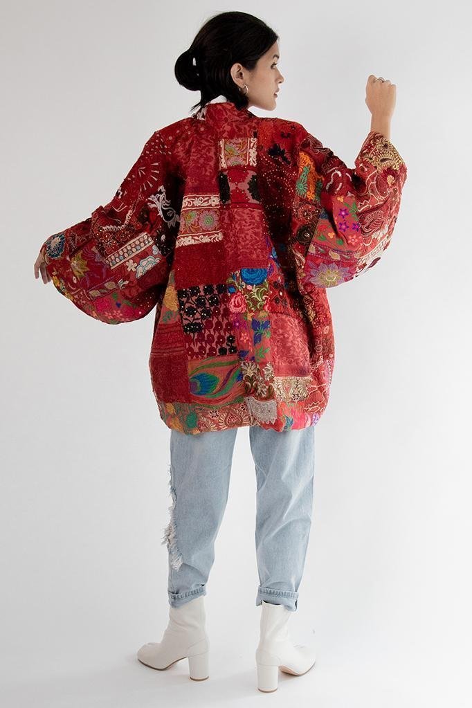 Kimono Embroidered Patchwork Yayoi - BANGKOK TAILOR CLOTHING STORE - HANDMADE CLOTHING