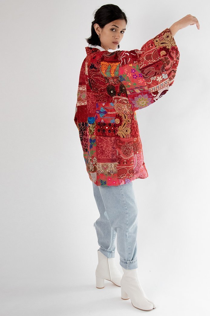 Kimono Embroidered Patchwork Yayoi - BANGKOK TAILOR CLOTHING STORE - HANDMADE CLOTHING