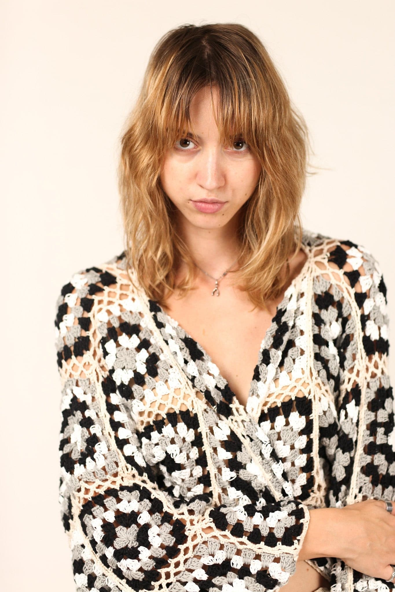 KOUMALY CROCHET KIMONO JACKET BLACK MULTI - BANGKOK TAILOR CLOTHING STORE - HANDMADE CLOTHING