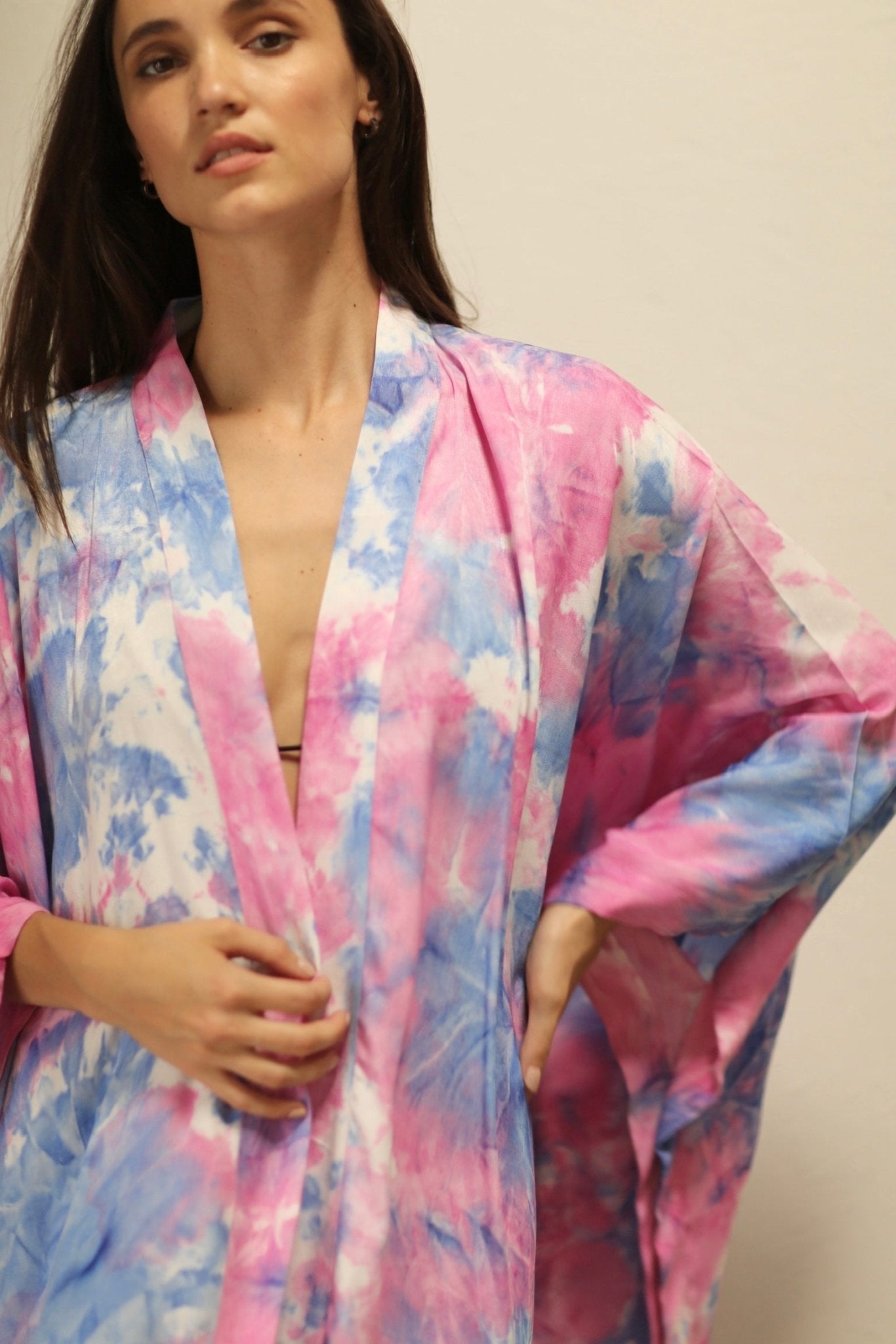 LITTLE TWIN PINK / BLUE TIE DYE KIMONO - BANGKOK TAILOR CLOTHING STORE - HANDMADE CLOTHING