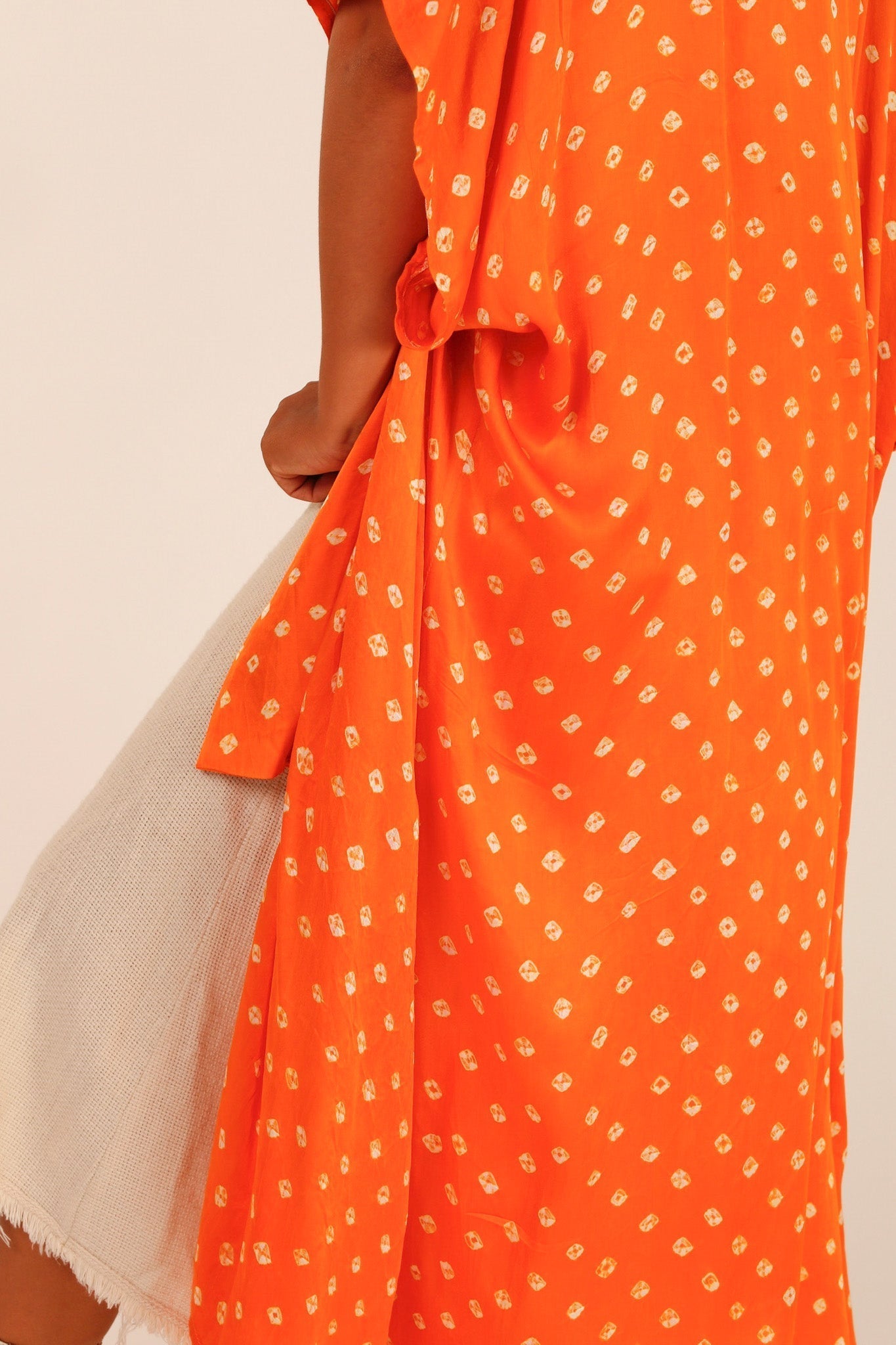 ORANGE POLKA DOT SILK KIMONO - BANGKOK TAILOR CLOTHING STORE - HANDMADE CLOTHING