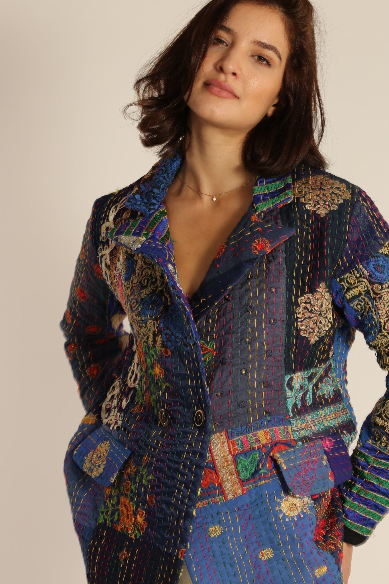 PENNY JACKET EMBROIDERED PATCHWORK X FREE PEOPLE - BANGKOK TAILOR CLOTHING STORE - HANDMADE CLOTHING