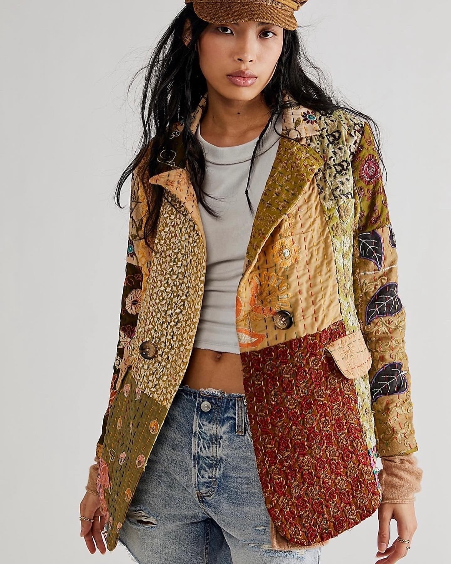 PENNY JACKET EMBROIDERED PATCHWORK X FREE PEOPLE - BANGKOK TAILOR CLOTHING STORE - HANDMADE CLOTHING