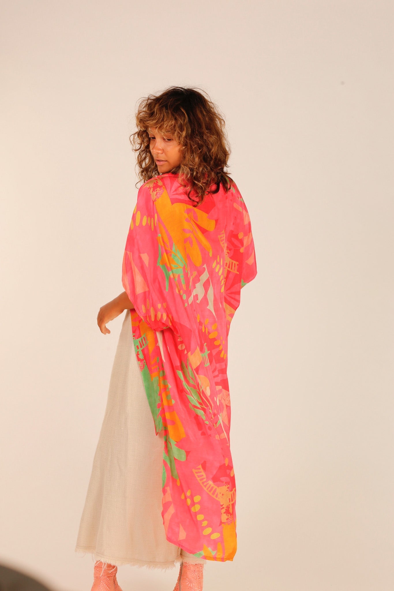 PINK SILK KIMONO SAMANTHA - BANGKOK TAILOR CLOTHING STORE - HANDMADE CLOTHING