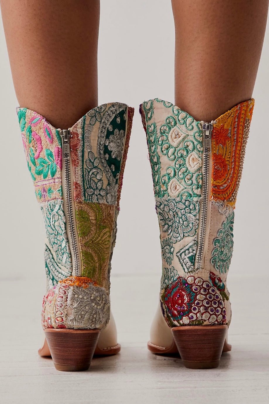 SELINA EMBROIDERED PATCHWORK BOOTS - BANGKOK TAILOR CLOTHING STORE - HANDMADE CLOTHING