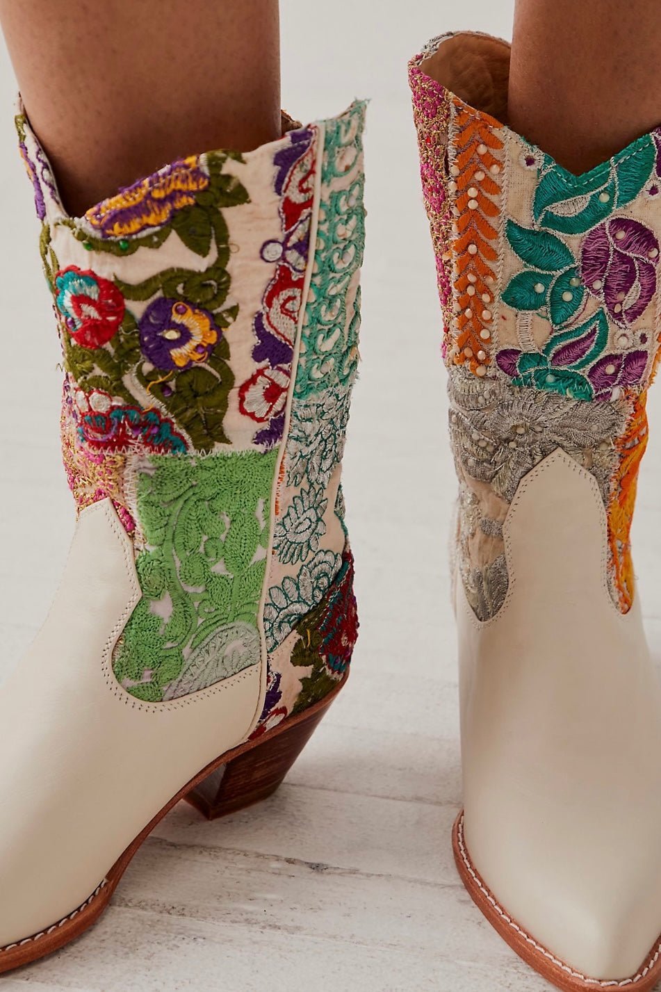SELINA EMBROIDERED PATCHWORK BOOTS - BANGKOK TAILOR CLOTHING STORE - HANDMADE CLOTHING
