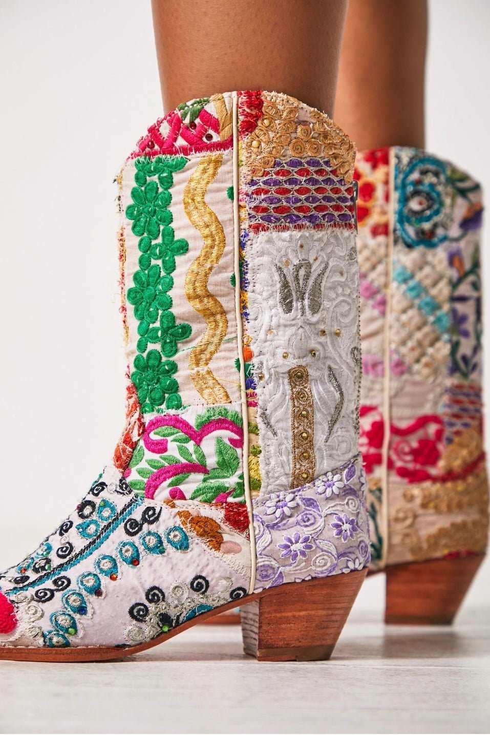 SELINA PATCHWORK WESTERN BOOTS - BANGKOK TAILOR CLOTHING STORE - HANDMADE CLOTHING
