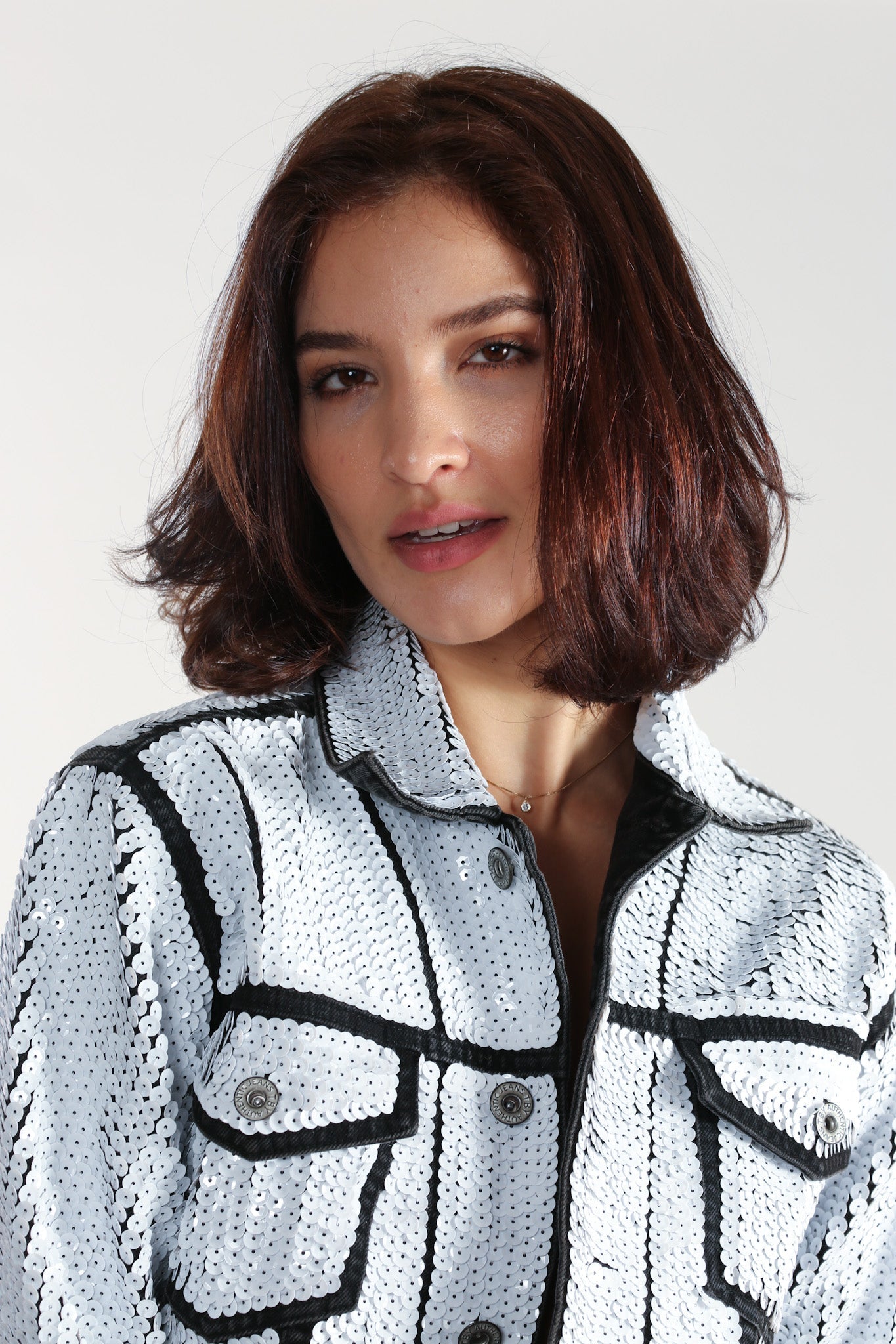 SEQUIN EMBROIDERED DENIM JACKET DEMI - BANGKOK TAILOR CLOTHING STORE - HANDMADE CLOTHING