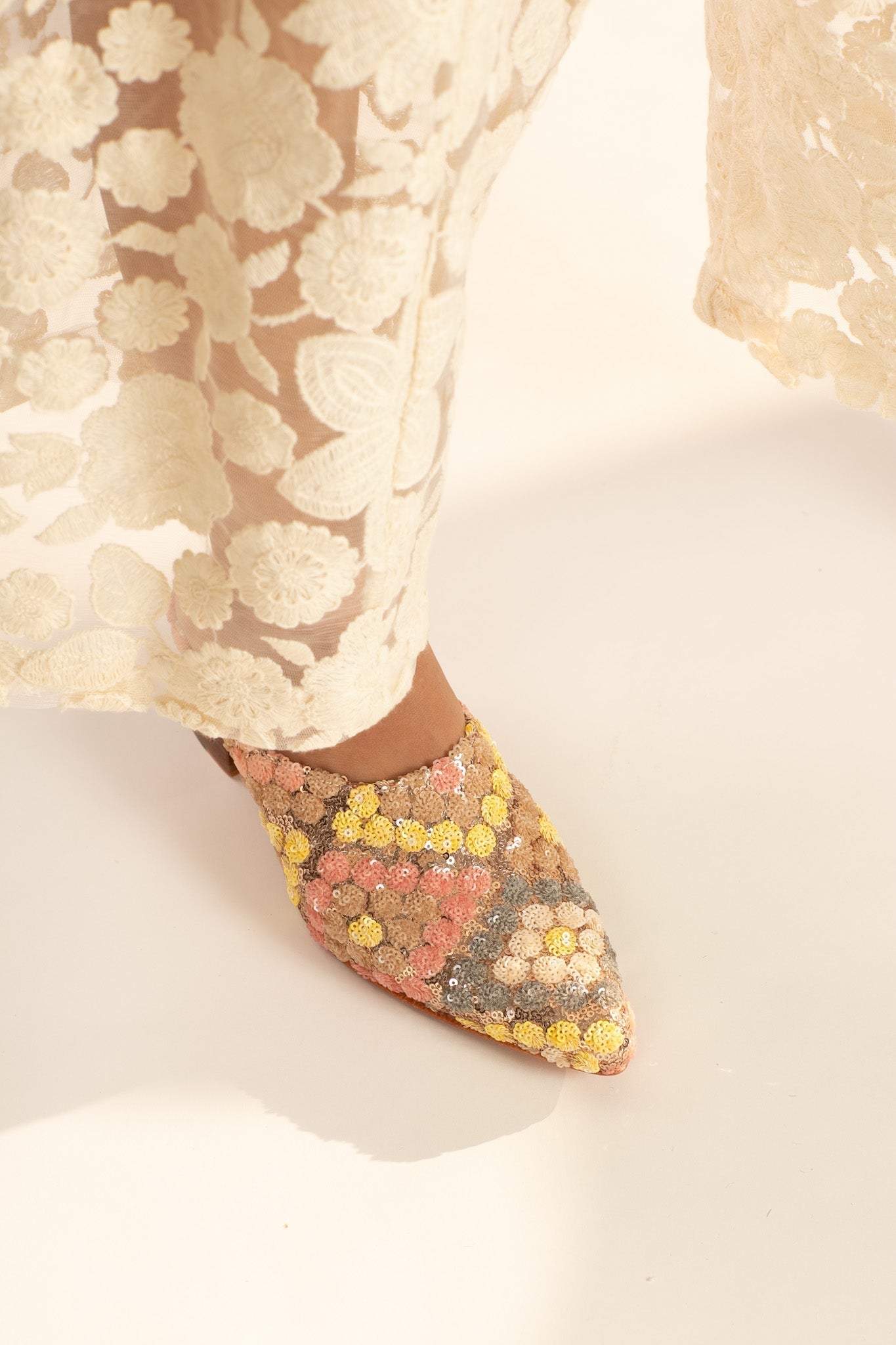SEQUIN EMBROIDERED HEELED MULES ARITZIA - BANGKOK TAILOR CLOTHING STORE - HANDMADE CLOTHING