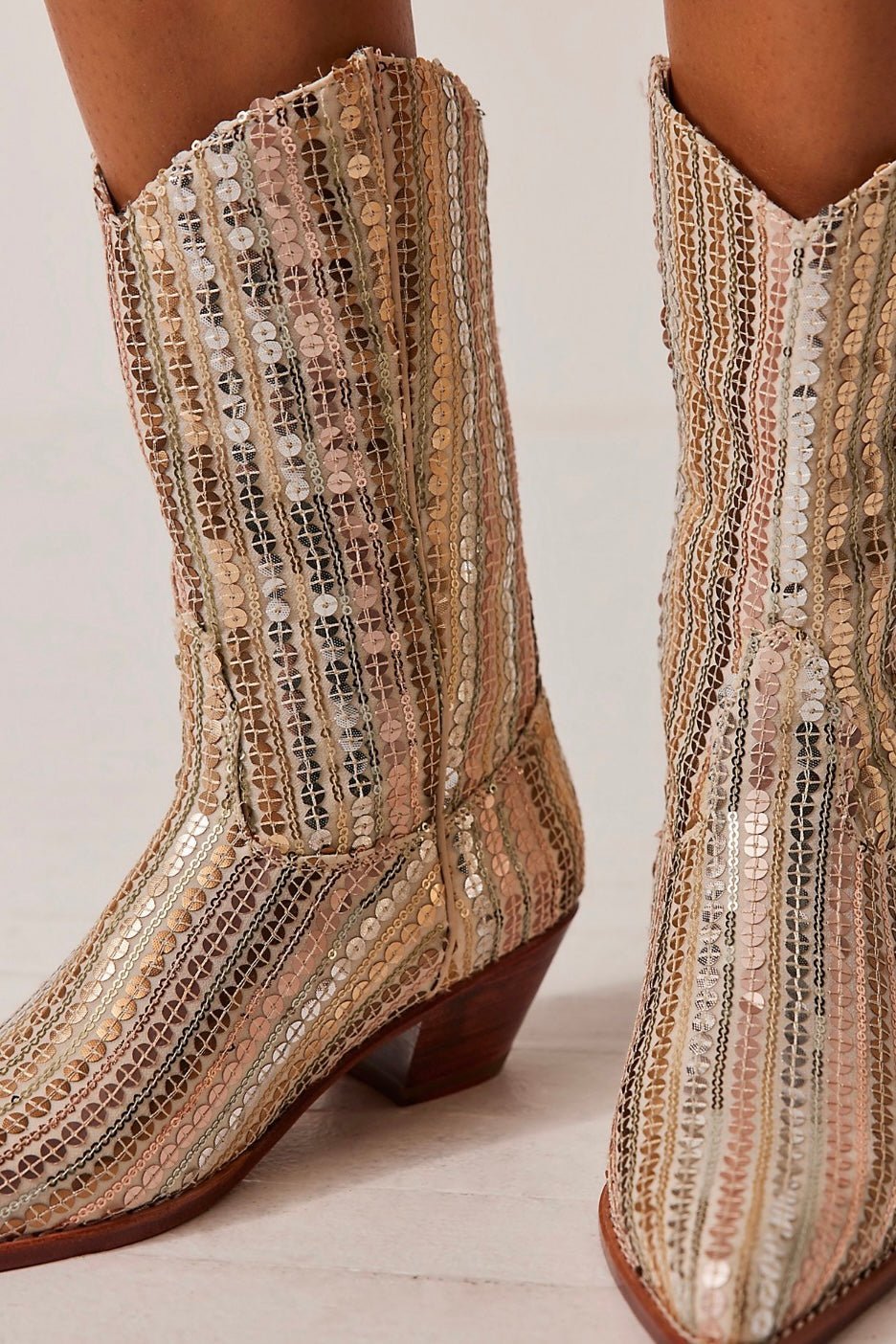 SEQUIN EMBROIDERED WESTERN BOOTS LUNA - BANGKOK TAILOR CLOTHING STORE - HANDMADE CLOTHING