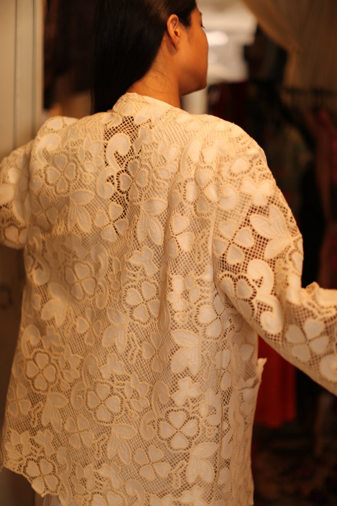 SHORT COTTON LACE KIMONO DORON - BANGKOK TAILOR CLOTHING STORE - HANDMADE CLOTHING