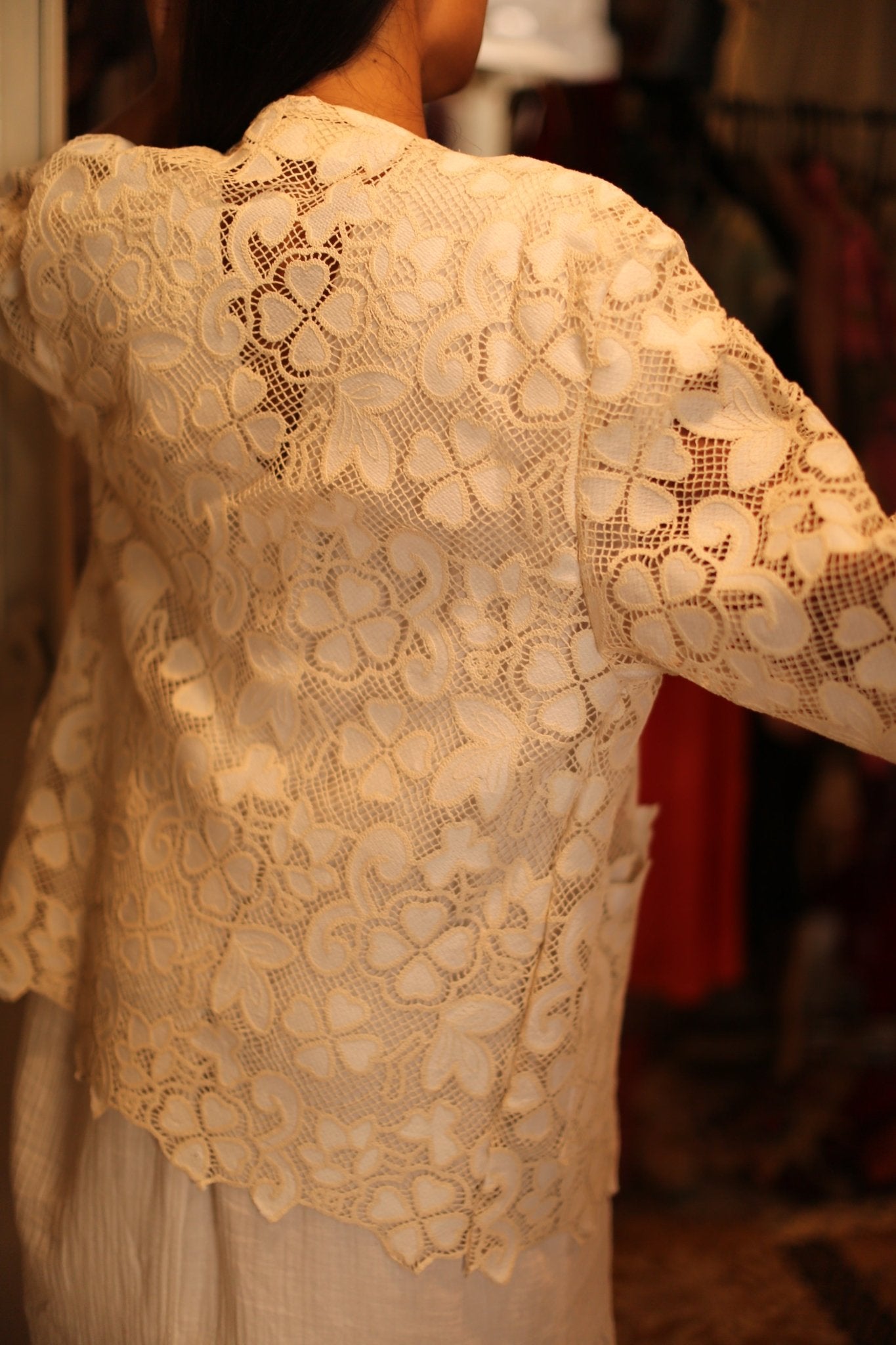 SHORT COTTON LACE KIMONO DORON - BANGKOK TAILOR CLOTHING STORE - HANDMADE CLOTHING