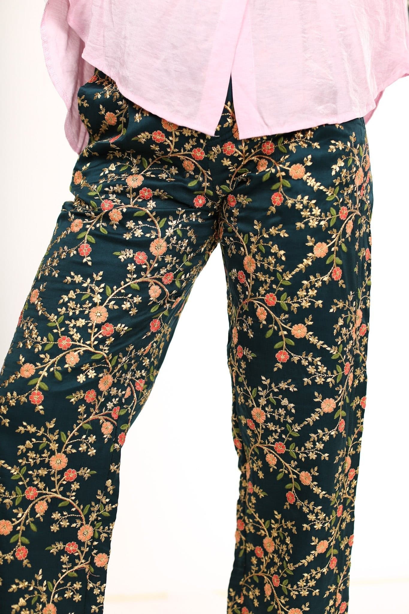 SILK EMBROIDERED PANTS ELOISE - BANGKOK TAILOR CLOTHING STORE - HANDMADE CLOTHING