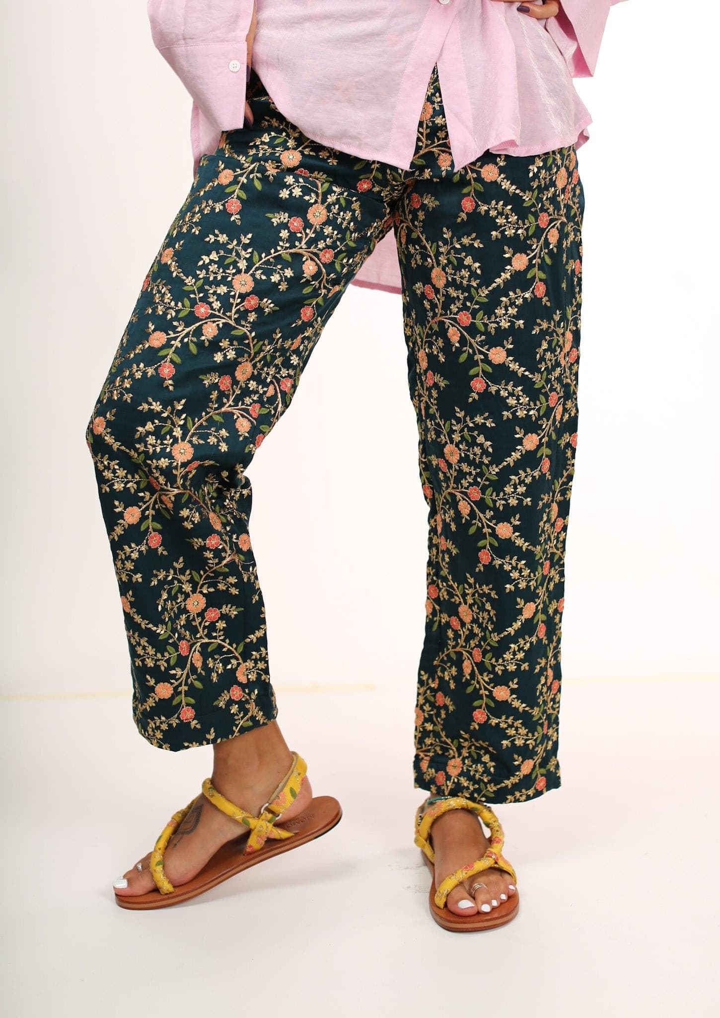 SILK EMBROIDERED PANTS ELOISE - BANGKOK TAILOR CLOTHING STORE - HANDMADE CLOTHING