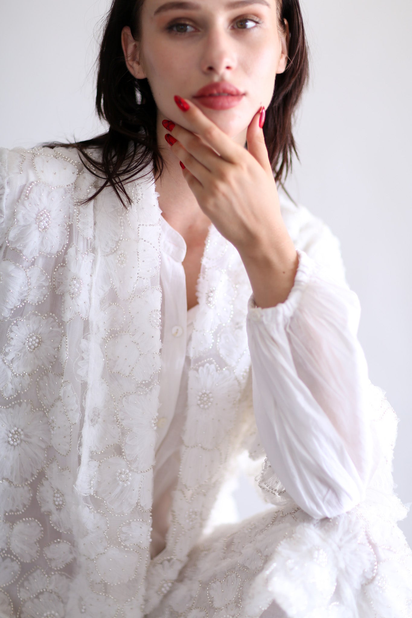 SILK FLOWER EMBELLISHED KIMONO ULISA - BANGKOK TAILOR CLOTHING STORE - HANDMADE CLOTHING