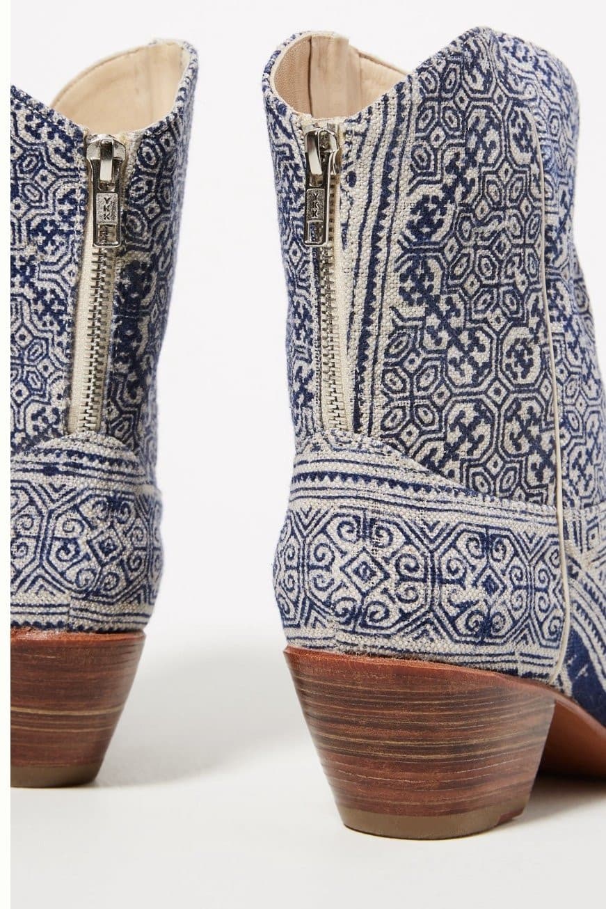 TILE MOSAIC INDIGO WESTERN BOOTS X ANTHROPOLOGIE - BANGKOK TAILOR CLOTHING STORE - HANDMADE CLOTHING
