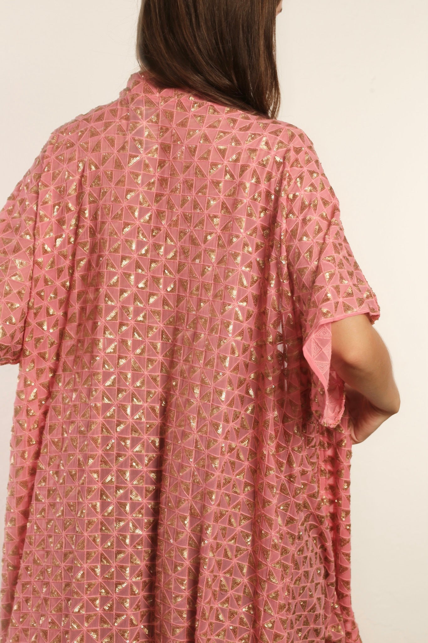 TRIANGLE GOLDEN PINK SILK KIMONO - BANGKOK TAILOR CLOTHING STORE - HANDMADE CLOTHING