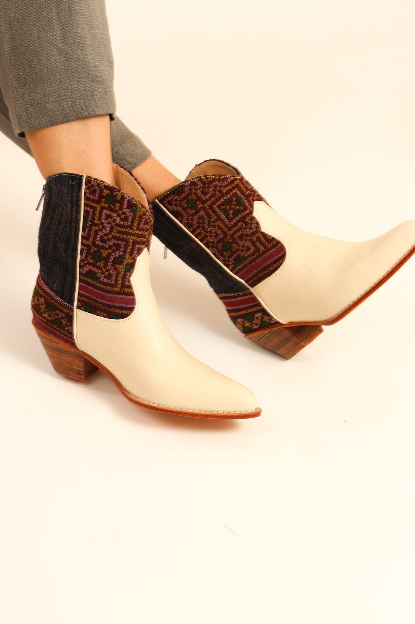 TRIBAL FABRIC SHORT BOOTS IRUS - BANGKOK TAILOR CLOTHING STORE - HANDMADE CLOTHING