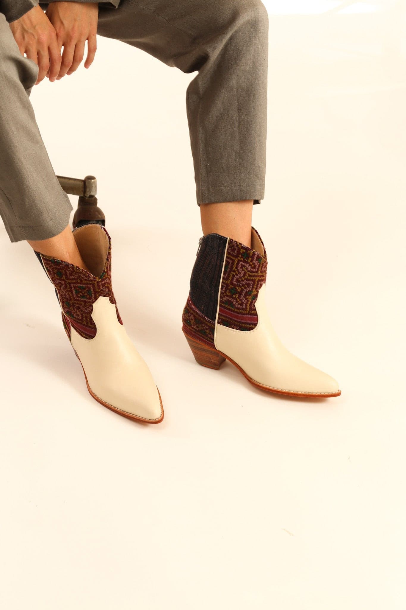 TRIBAL FABRIC SHORT BOOTS IRUS - BANGKOK TAILOR CLOTHING STORE - HANDMADE CLOTHING