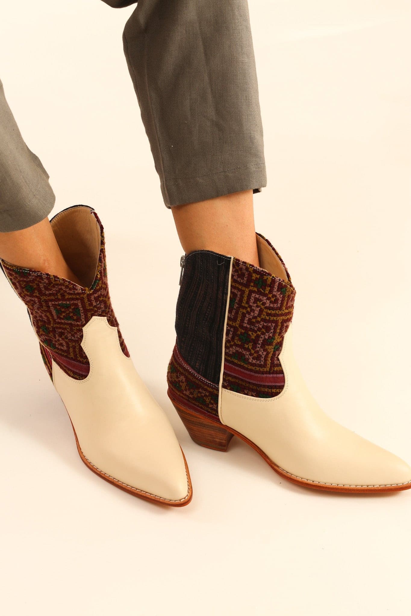 TRIBAL FABRIC SHORT BOOTS IRUS - BANGKOK TAILOR CLOTHING STORE - HANDMADE CLOTHING