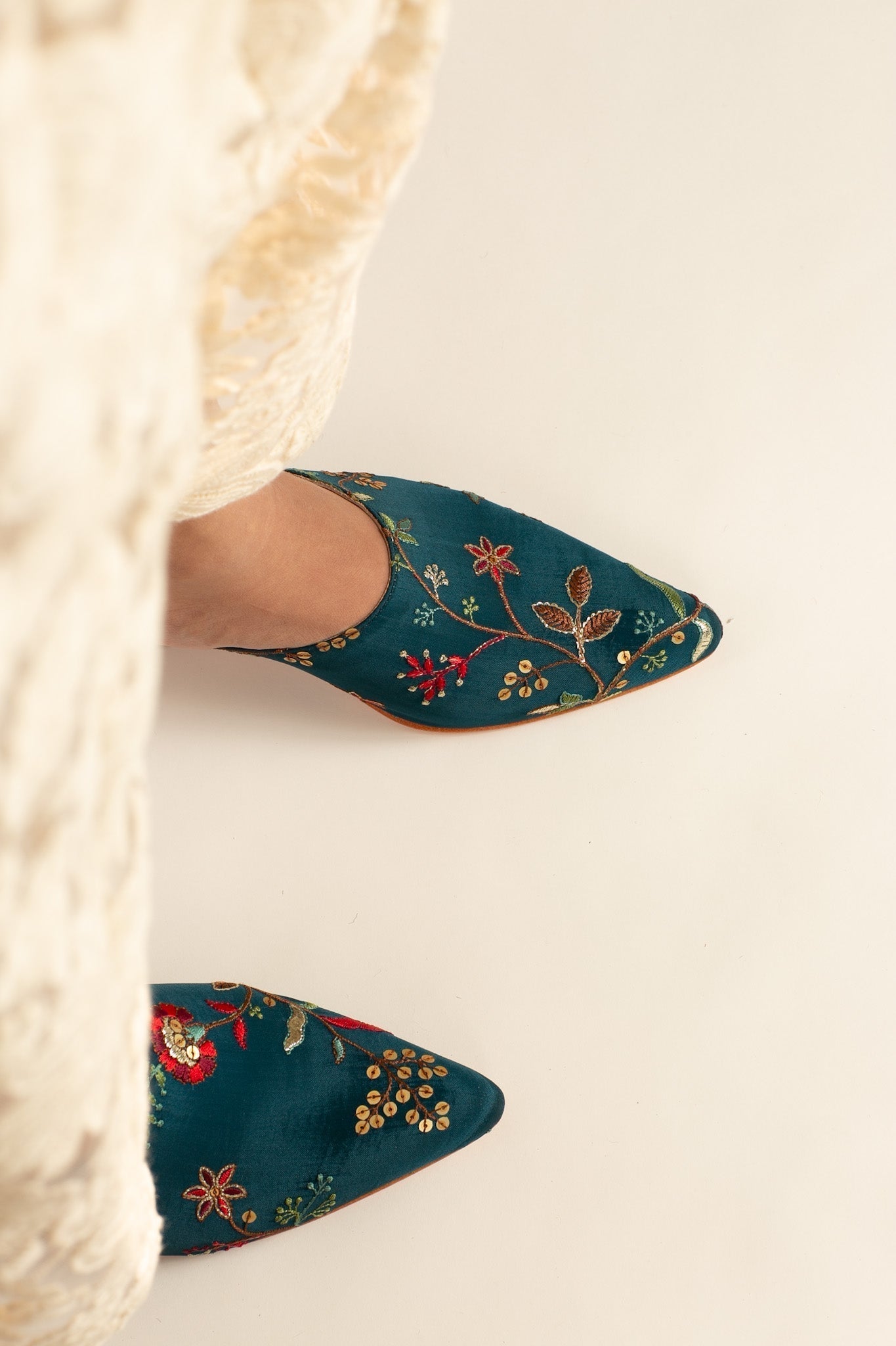 TURQUOISE HEELED MULES SANDRA - BANGKOK TAILOR CLOTHING STORE - HANDMADE CLOTHING