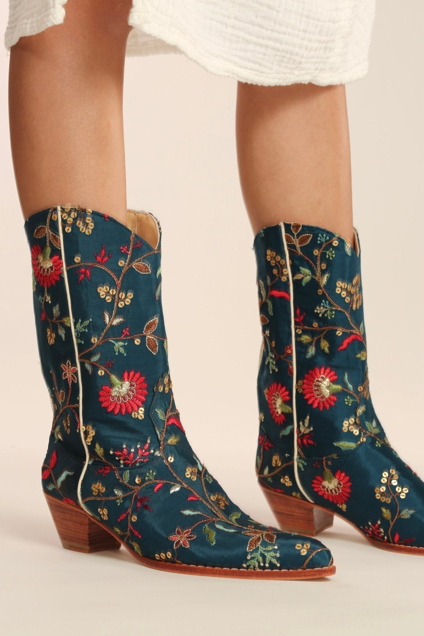 TURQUOISE WESTERN BOOTS OLIVIA - BANGKOK TAILOR CLOTHING STORE - HANDMADE CLOTHING