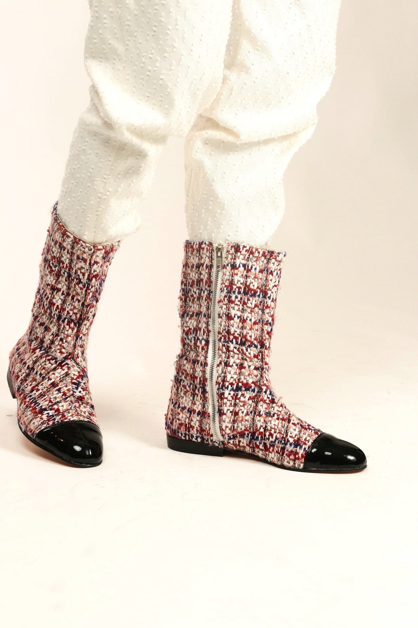 TWEED BOOTS BLACK CAP SOFIA - BANGKOK TAILOR CLOTHING STORE - HANDMADE CLOTHING