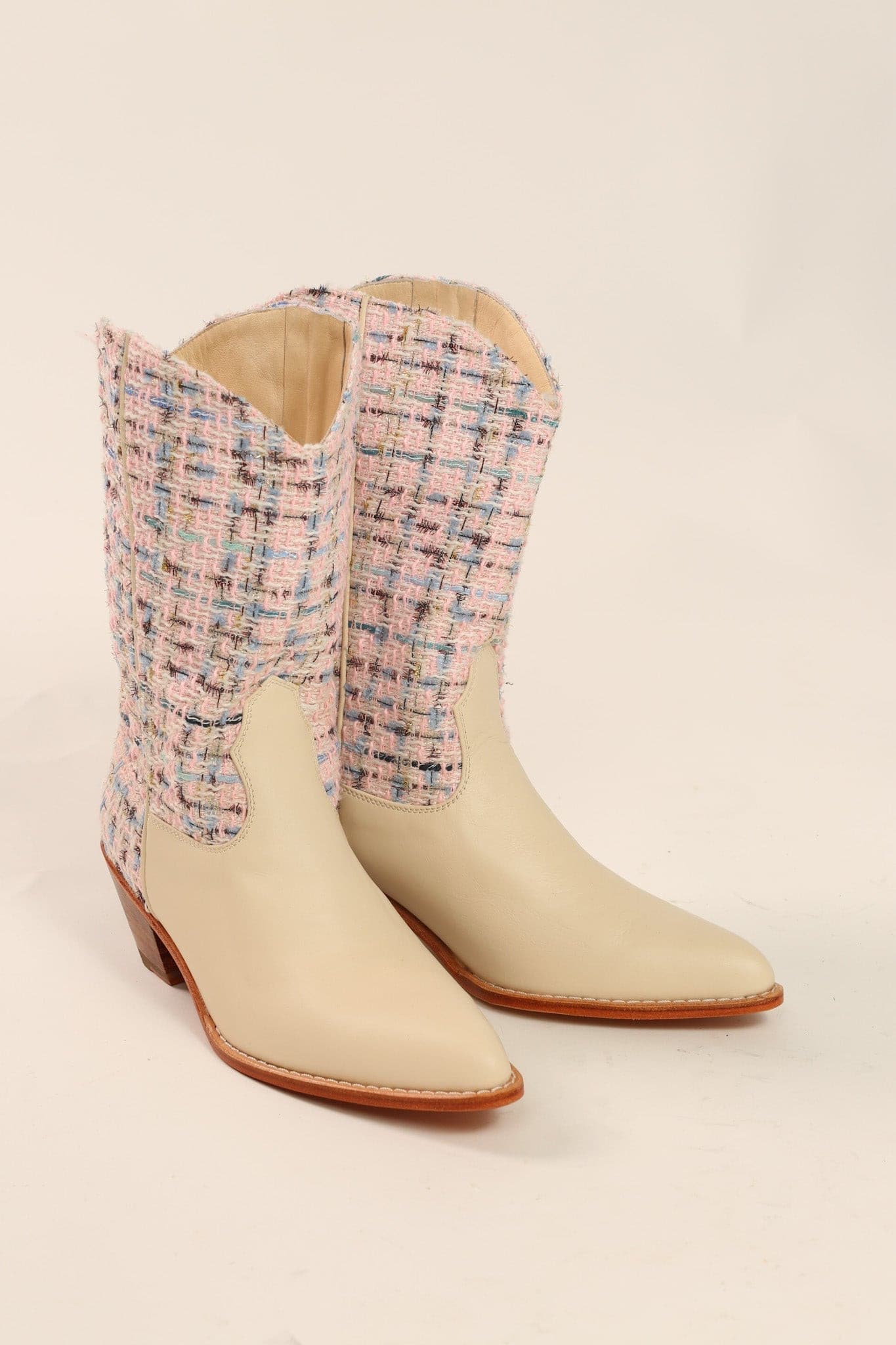TWEED WESTERN BOOTS VIOLETTA - BANGKOK TAILOR CLOTHING STORE - HANDMADE CLOTHING