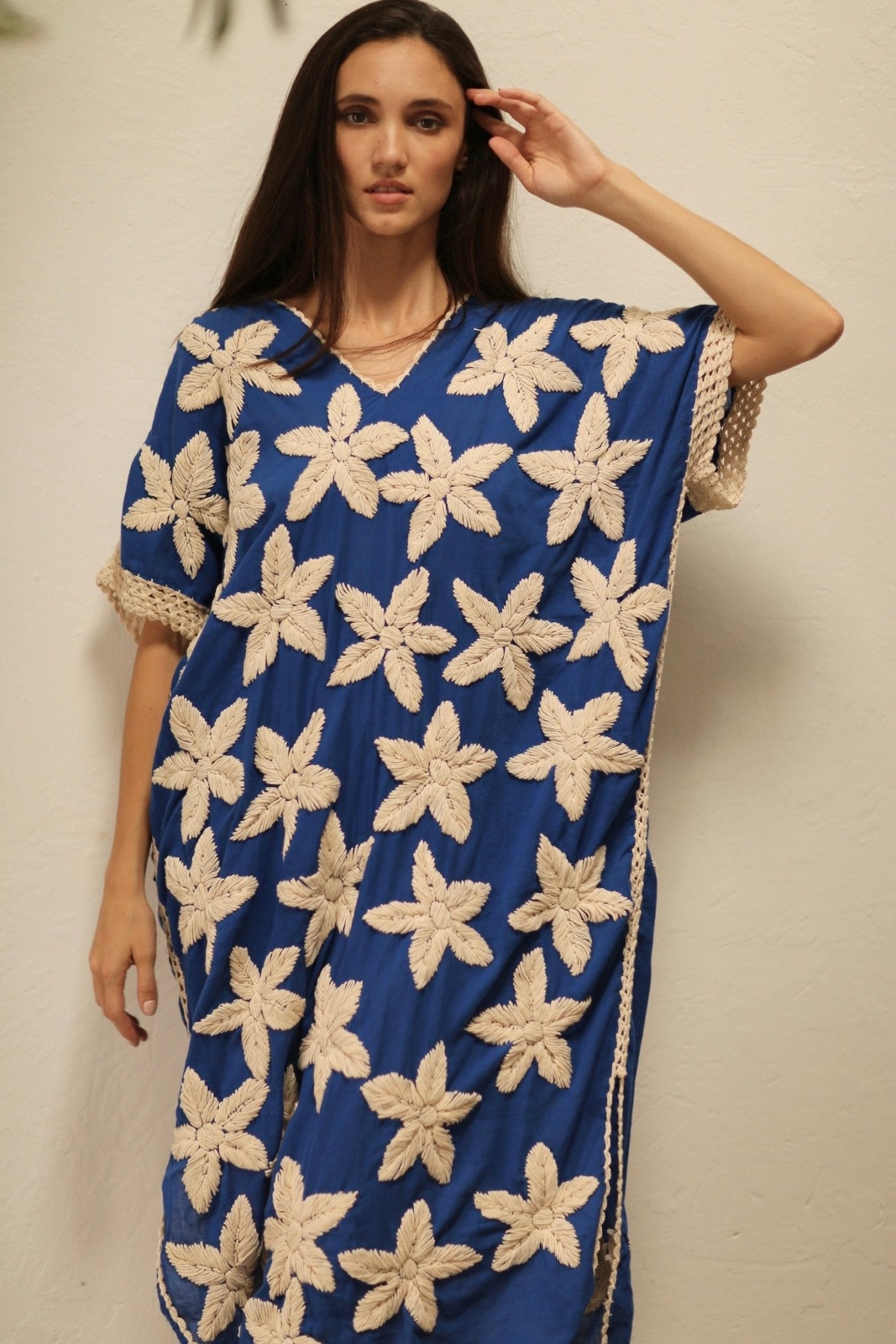 TYCHE BLUE DRESS FLOWER EMBROIDERED - BANGKOK CLOTHING STORE - HANDMADE  CLOTHING - TAILOR CONCEPT STORE – MOMO CONCEPT STORE