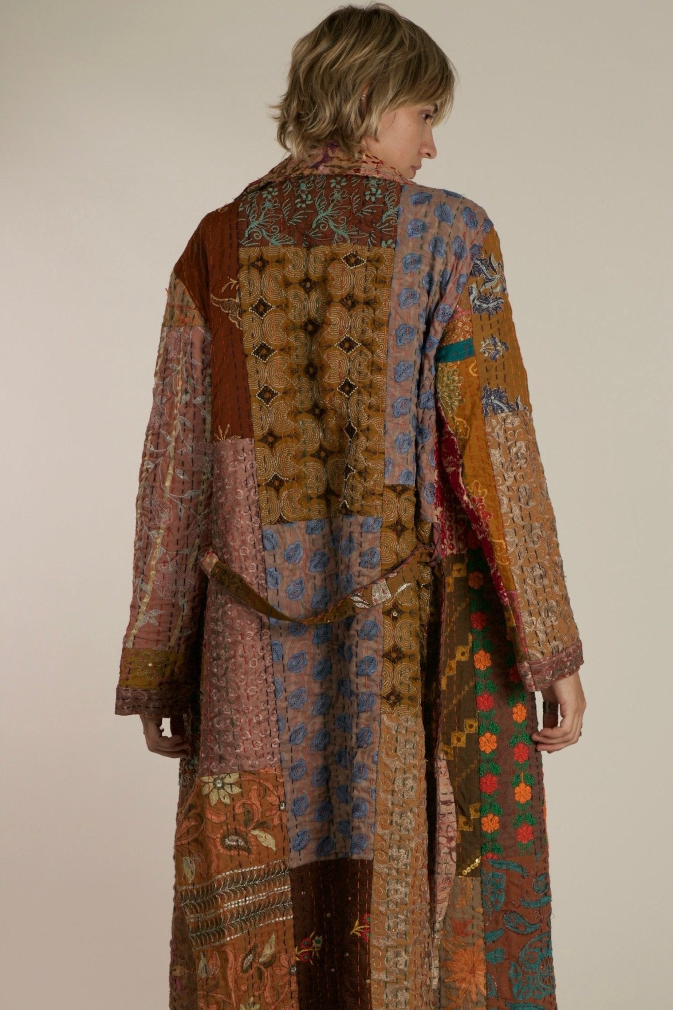 VICTORIA THALIA EMBROIDERE PATCHWORK KIMONO JACKET - BANGKOK TAILOR CLOTHING STORE - HANDMADE CLOTHING