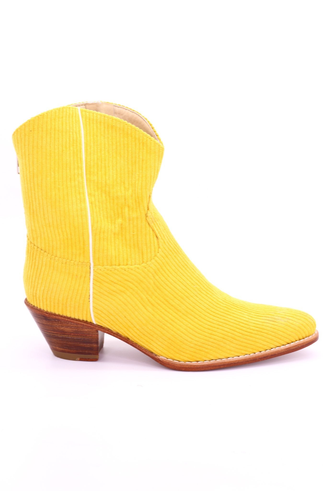 YELLOW CORDUROY BOOTIES LINNEAH - BANGKOK TAILOR CLOTHING STORE - HANDMADE CLOTHING