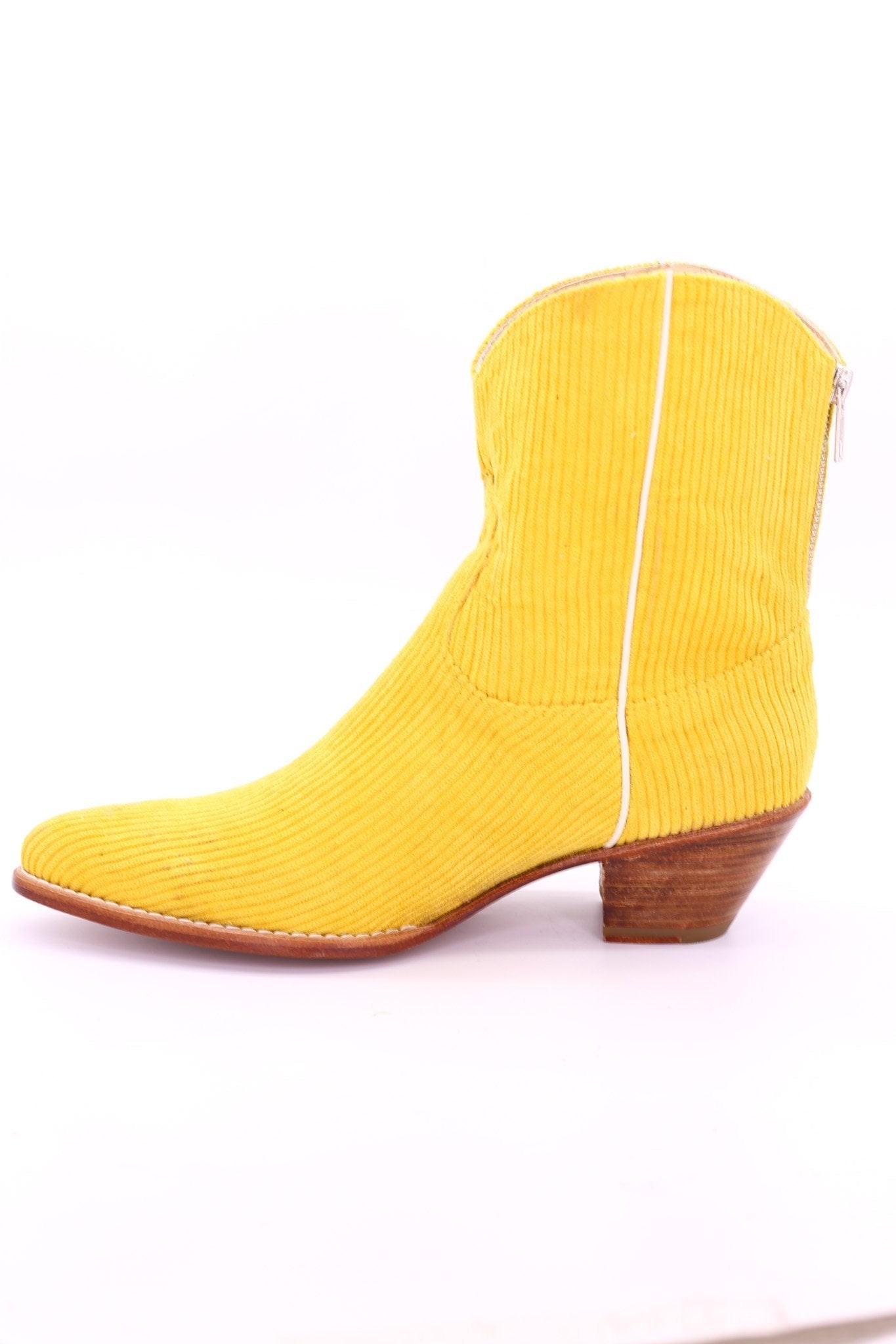 YELLOW CORDUROY BOOTIES LINNEAH - BANGKOK TAILOR CLOTHING STORE - HANDMADE CLOTHING