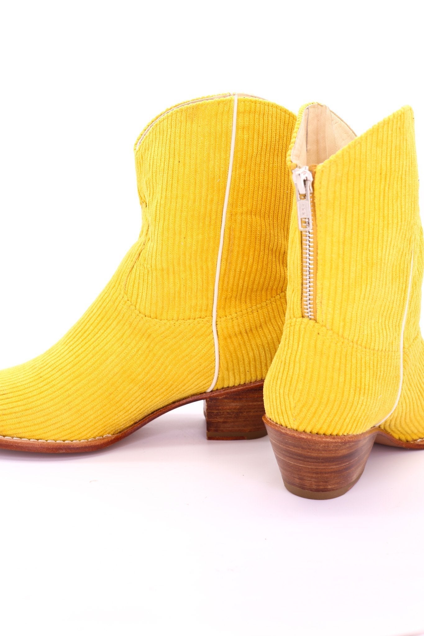 YELLOW CORDUROY BOOTIES LINNEAH - BANGKOK TAILOR CLOTHING STORE - HANDMADE CLOTHING