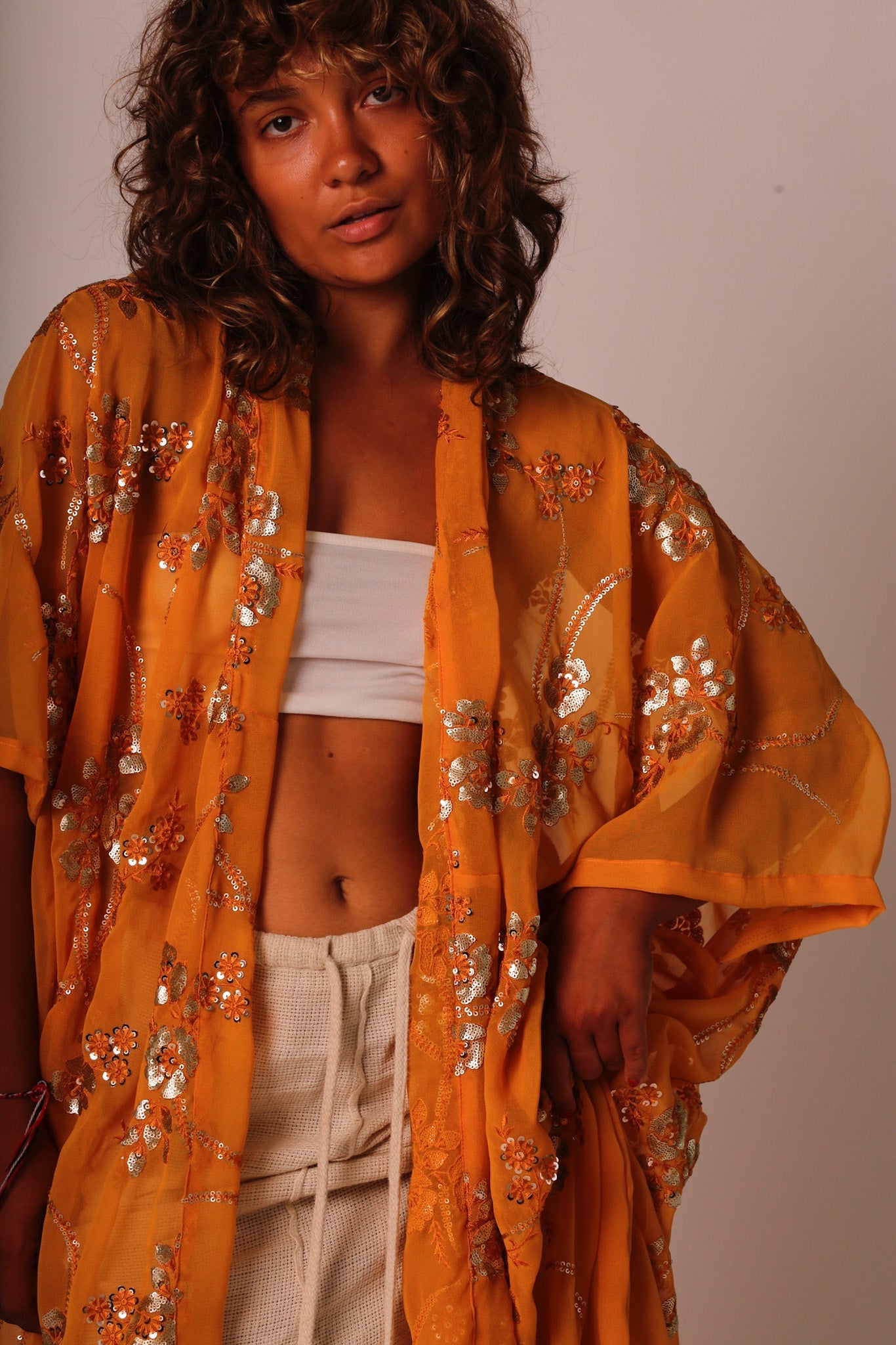 YELLOW ORANGE KIMONO LYSA - BANGKOK TAILOR CLOTHING STORE - HANDMADE CLOTHING