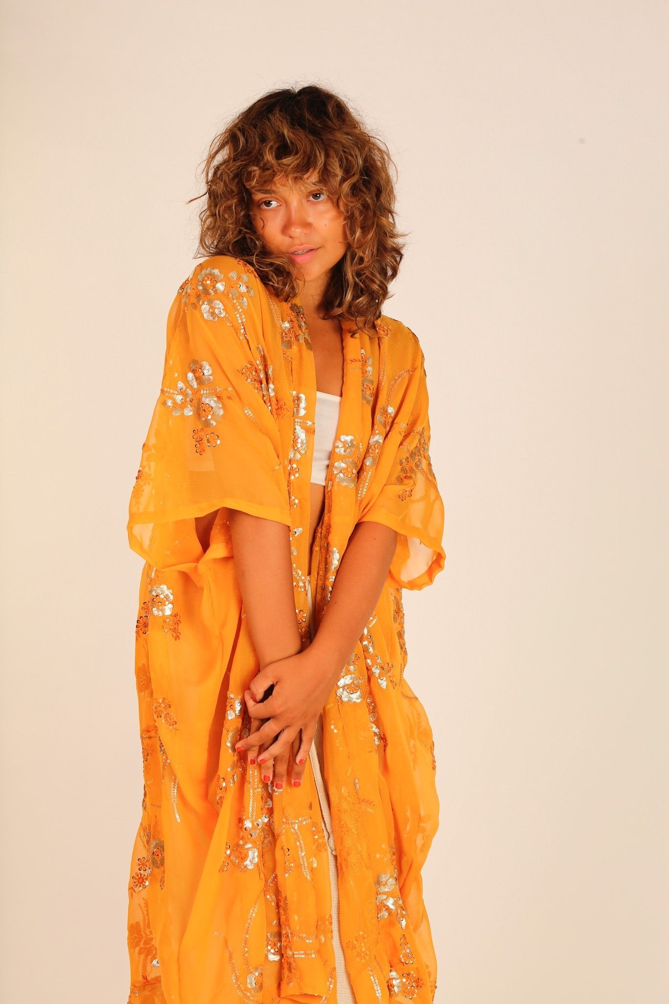 YELLOW ORANGE KIMONO LYSA - BANGKOK TAILOR CLOTHING STORE - HANDMADE CLOTHING