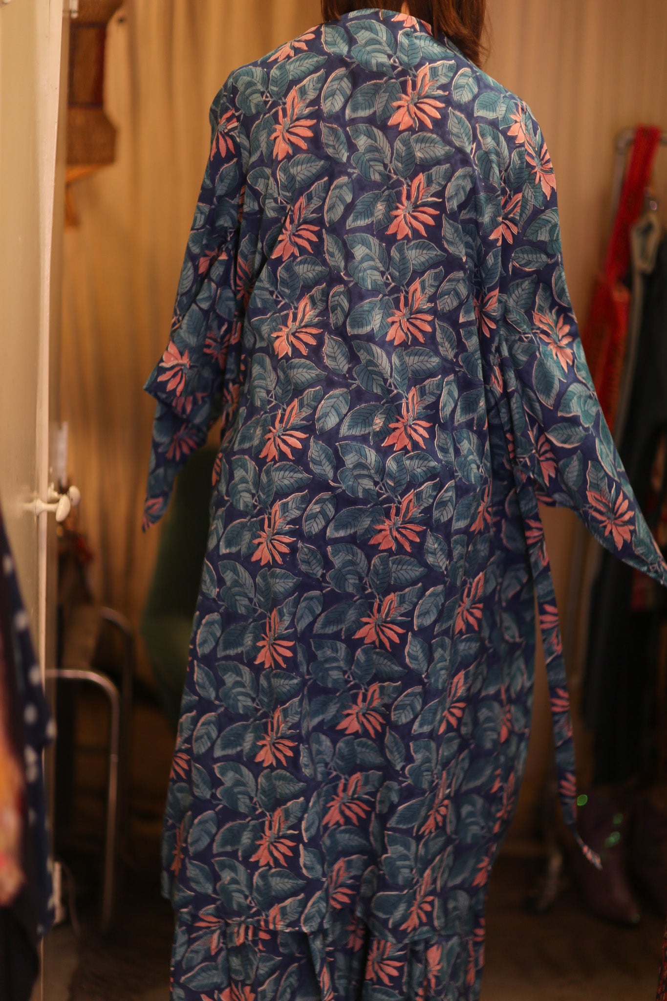 HANDBLOCKED COTTON WINGS KIMONO PINA FORPAN