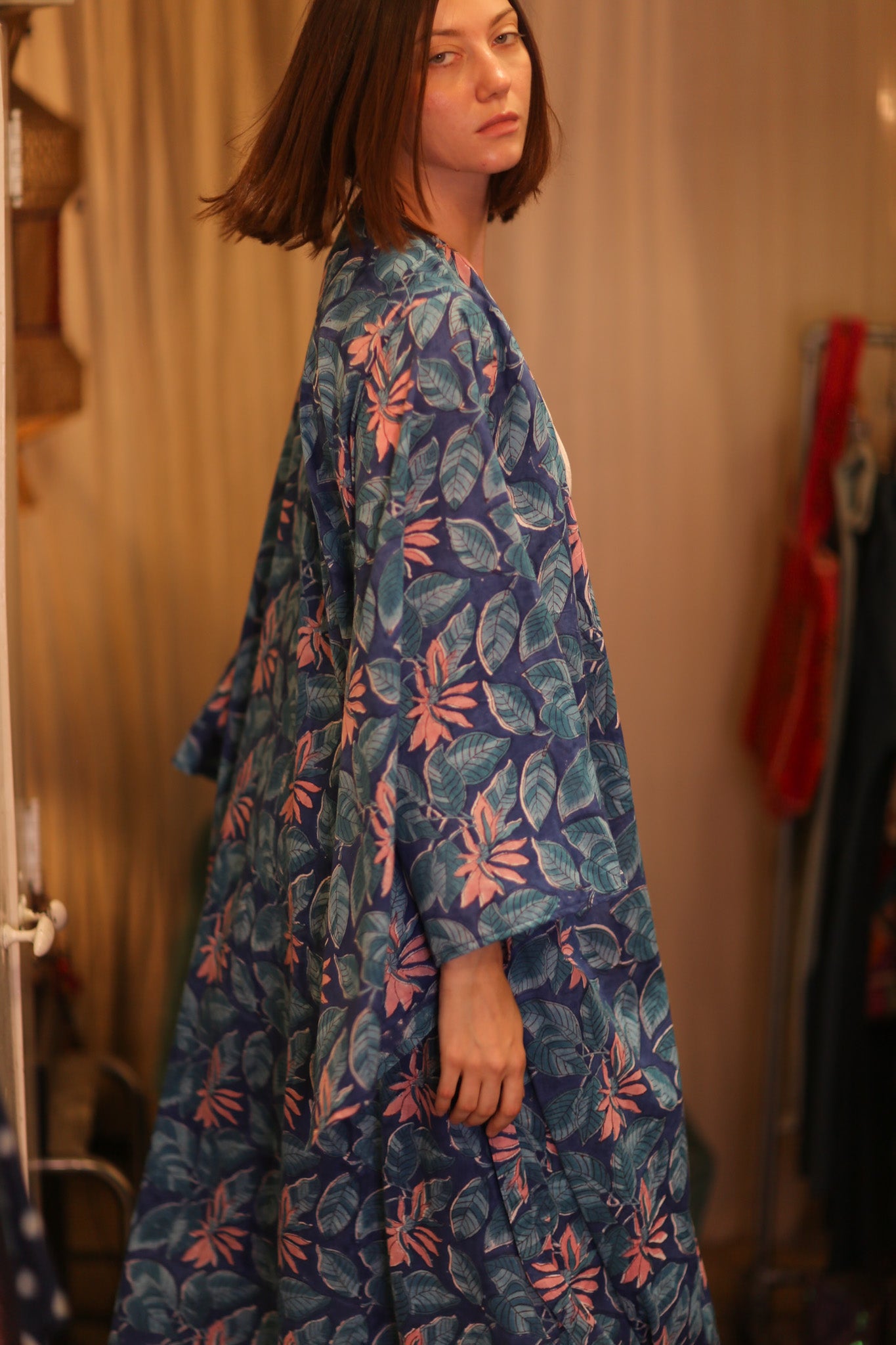 HANDBLOCKED COTTON WINGS KIMONO PINA FORPAN