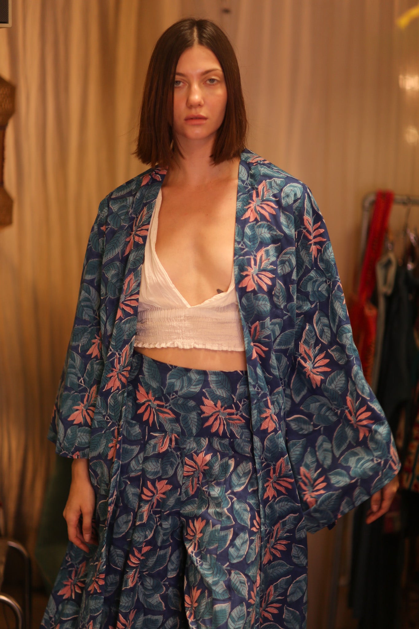 HANDBLOCKED COTTON WINGS KIMONO PINA FORPAN