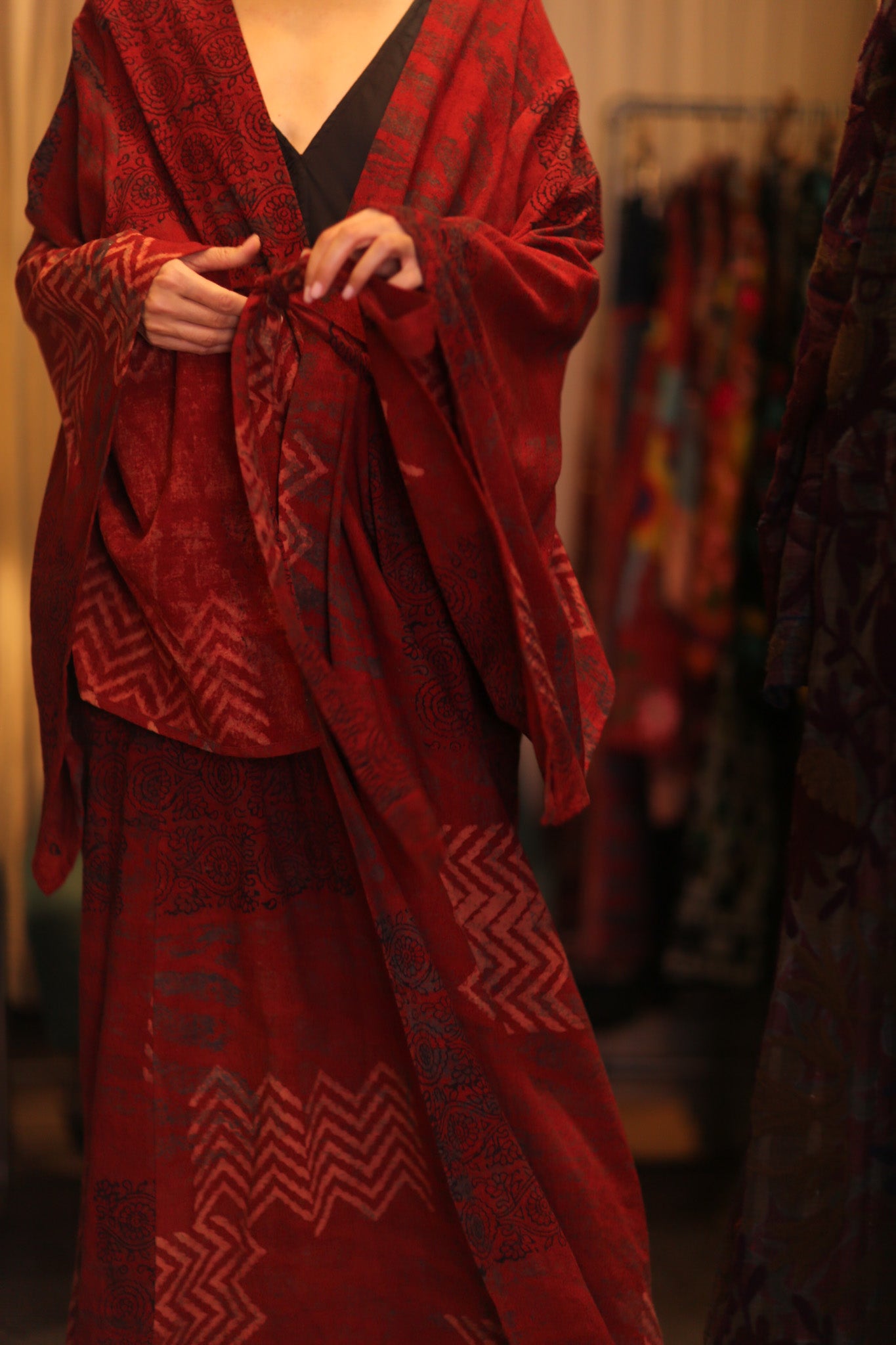 HANDWOVEN COTTON WING KIMONO PINA REDROSI